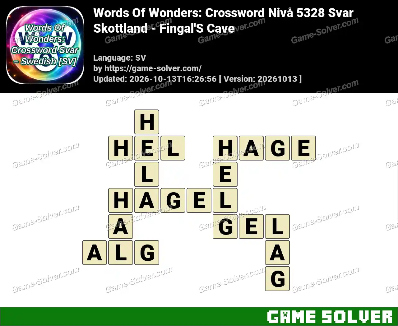 Words Of Wonders: Crossword Nivå 5328 Svar – Skottland – Fingal’S Cave